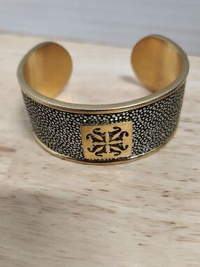 Rustic Cuff Gold and Black Textured Cuff Bracelet